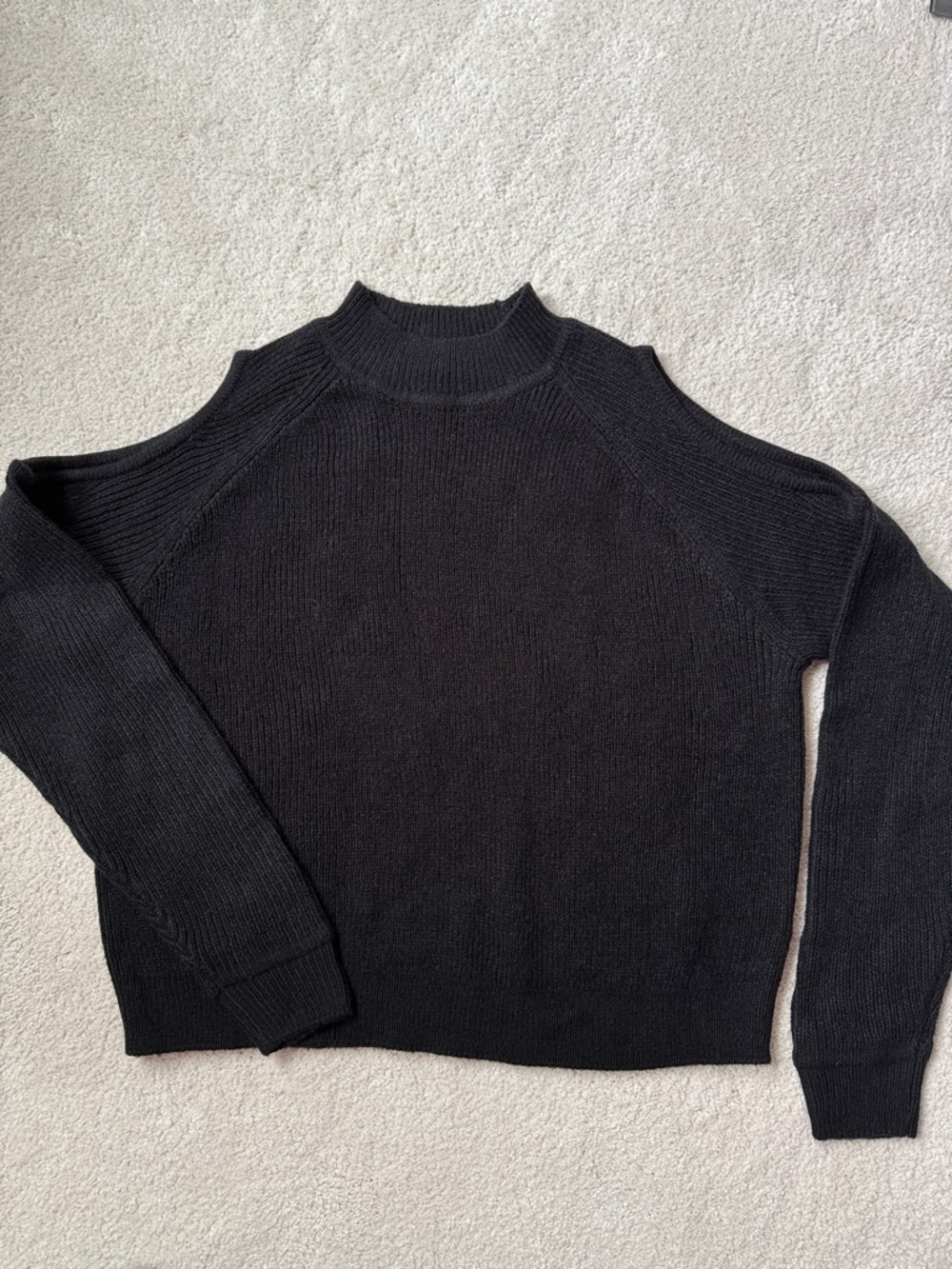 H&M Black Off-the-Shoulder Cold-Shoulder Knit Sweater